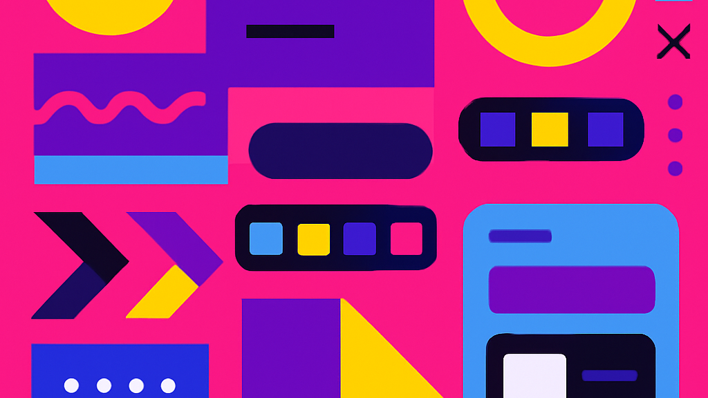 Una mirada llamativa y vivida a los componentes de un Design System — porque nada dice 'trabajo de diseño serio' como una explosión de arcoíris al estilo de una parodia de Figma.