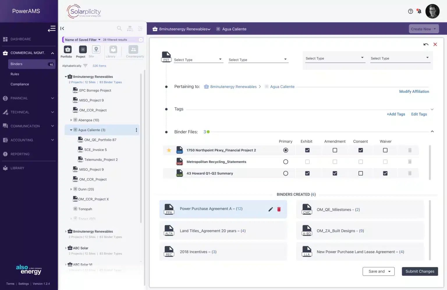 PowerAMS library and binder management interface