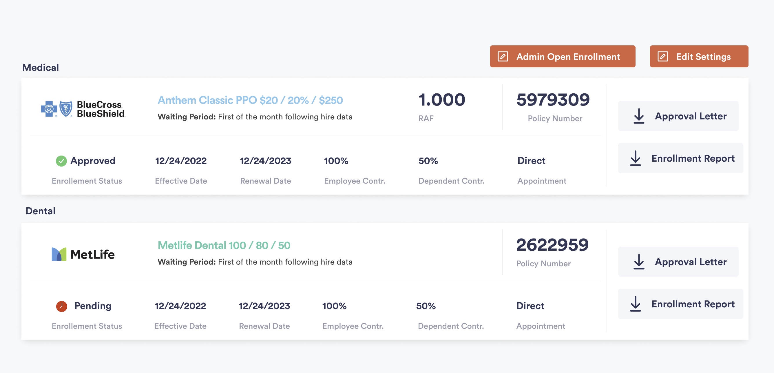 Zenefits Comparison Tables Redesign interface