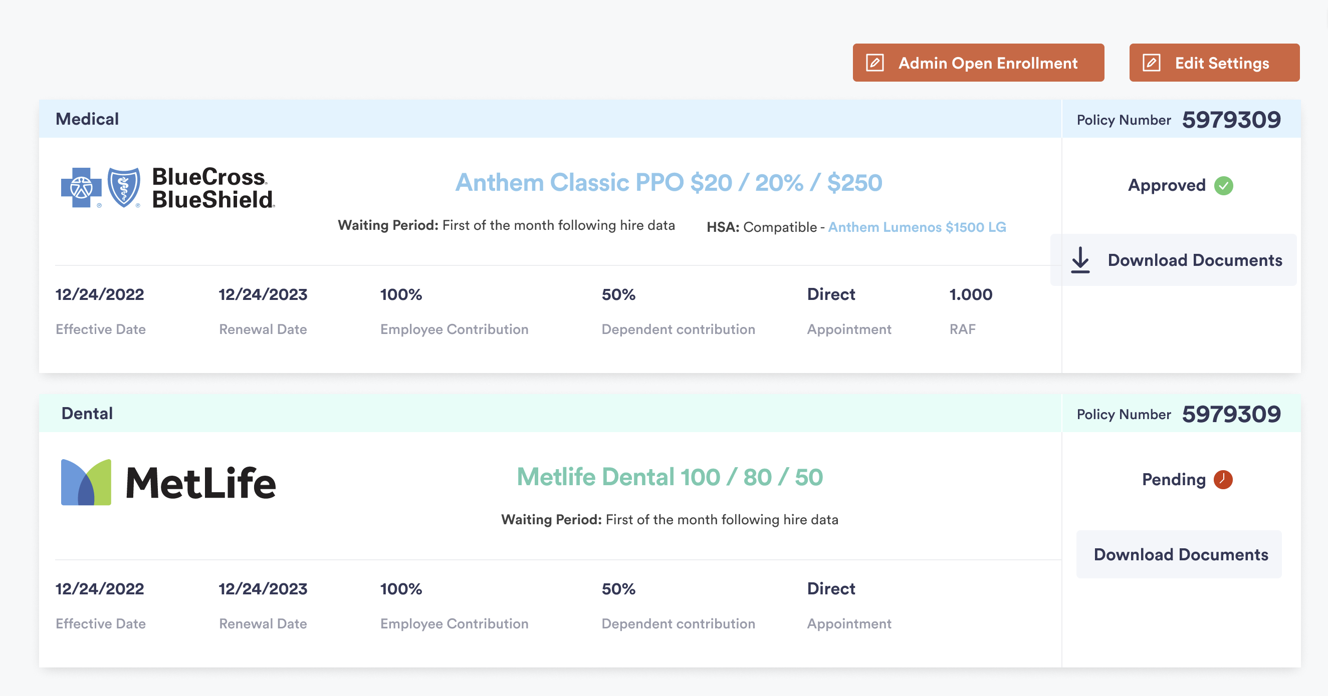 Zenefits Comparison Tables Redesign features