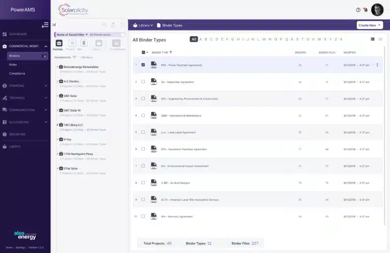 PowerTrack Asset Management System Library Binders Table View Design