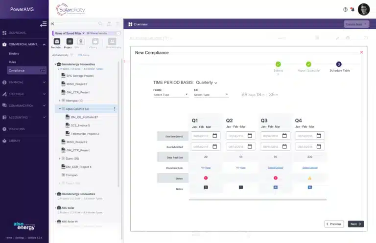PowerTrack Asset Management System New Compliance Time Period Basis Design