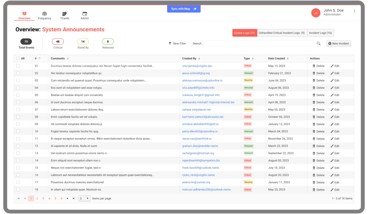 System Announcements detail view using Kendo UI for Angular library