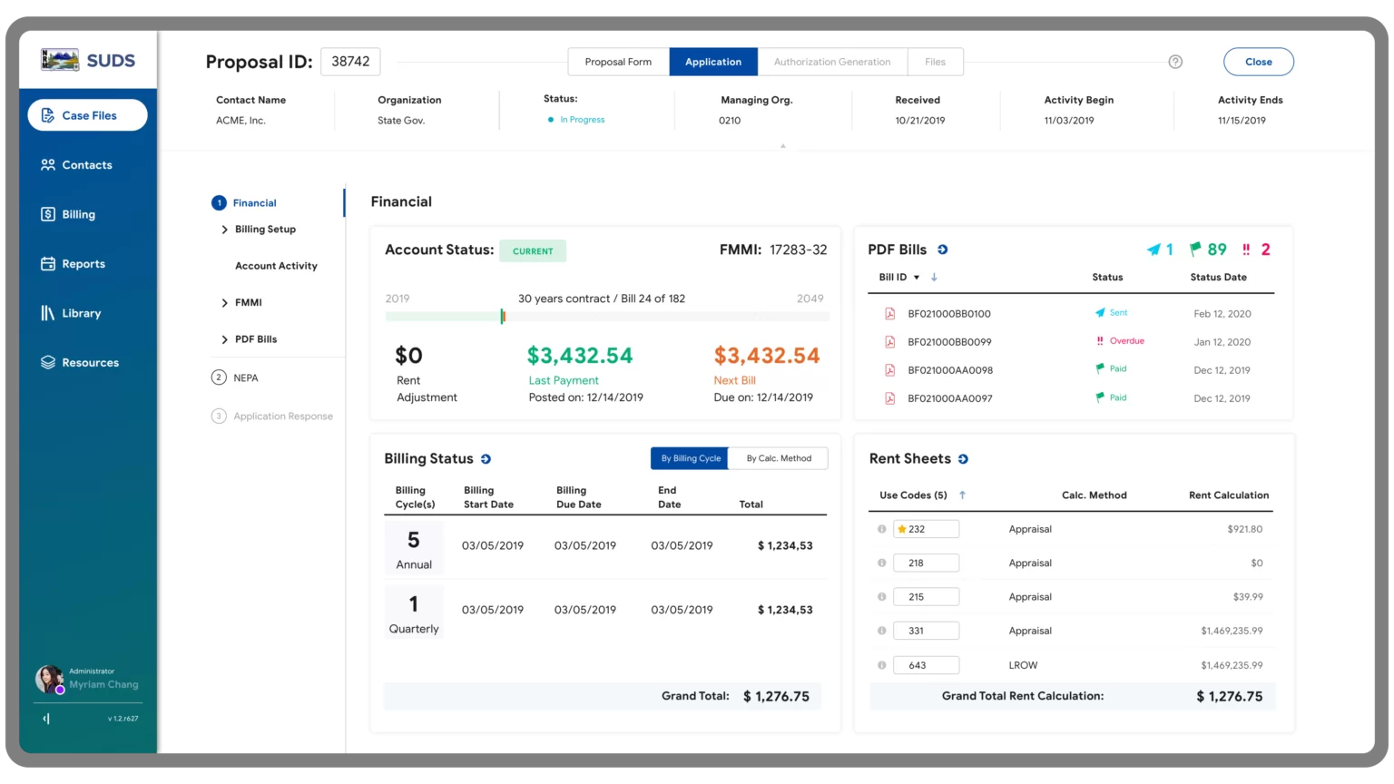 Homepage Dashboard - Case Files - Application Module - Financial Activity Detail